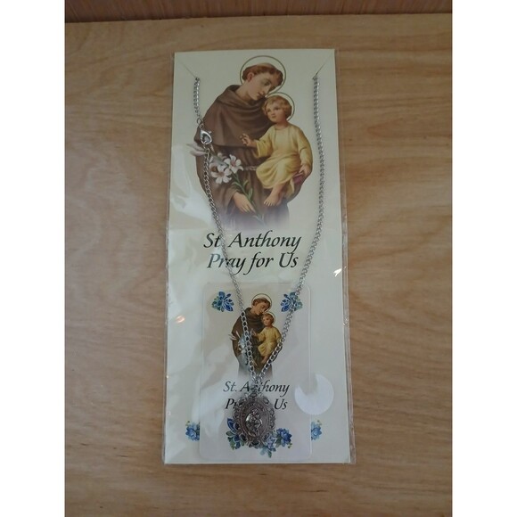 Saint Anthony Pray for Us Catholic Rosary Beads Necklace & Bracelet set of 2 - Picture 4 of 9